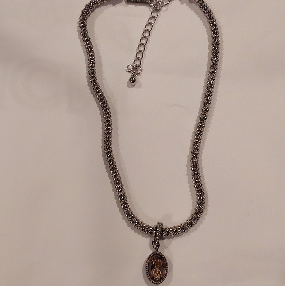 White House Black Market  Silver Necklace with Rose Gold Charm - Picture 2 of 6